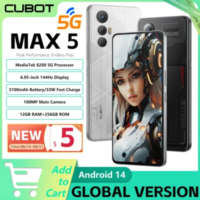 CUBOT MAX 5 5G, 6.95” 144Hz, 12GB+256GB, 5100mAh Gaming Phone