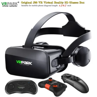 Original J20 4K Virtual Reality 3D Glasses Box Stereo VR Google Cardboard Headset Helmet for IOS Android Phone Max 6.7″,Rocker